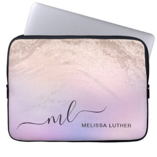 Elegant modern gradiënt roos goudglitter paars laptop sleeve