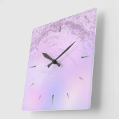 Elegant modern gradiënt violet glitter marmer vierkante klok (Hoek)