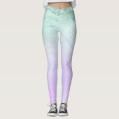 Elegant modern gradiëntmunt groen glitter paars leggings (Voorkant)