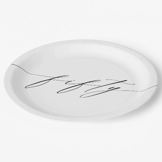 Elegant modern grafisch script 50e verjaardag papieren bordje (Gekanteld)