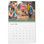 Elegant Modern Green 3-fotoserie Kalender (Jan 2026)