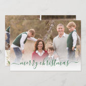 Elegant modern Green-kerstscript Foto Feestdagenkaart (Voorkant / Achterkant)