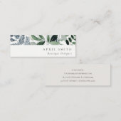 Elegant Modern Green Leafy Tropical Foliage Fern Mini Visitekaartje (Voorkant / Achterkant)