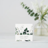 Elegant Modern Green Leafy Tropical Foliage Fern Vierkante Visitekaartje (Staand voorkant)