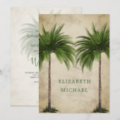 Elegant Modern Green Palm Formal Champagne Wedding Kaart (Voorkant / Achterkant)