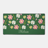 Elegant Modern Green Pink Floral Bureaumat (Voorkant)