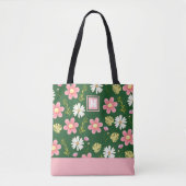 Elegant Modern Green Pink Floral Draagtas (Voorkant)
