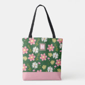 Elegant Modern Green Pink Floral Draagtas (Achterkant)