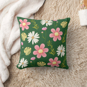 Elegant Modern Green Pink Floral Kussen