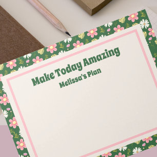 Elegant Modern Green Pink Floral Notitieblok