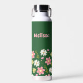 Elegant Modern Green Pink Floral Waterfles (Voorkant)