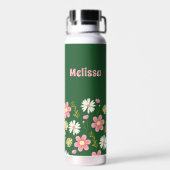 Elegant Modern Green Pink Floral Waterfles (Achterkant)