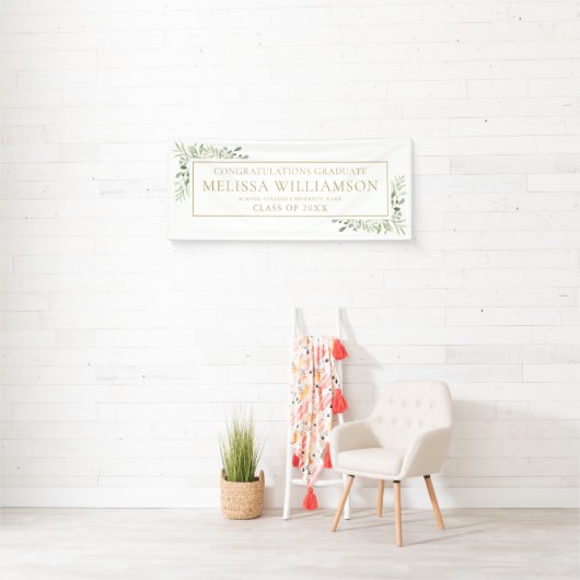 Elegant modern Greenery Gold Afstuderen Banner (Insitu)