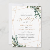 Elegant Modern Greenery Gold Wedding Uitnodiging (Voorkant)