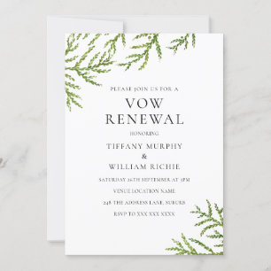 Elegant Modern Greenery Vow Renewal Invite Kaart