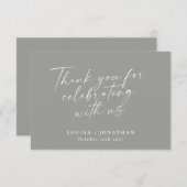 Elegant Modern Grijs Script Custom Wedding Paar Bedankkaart (Voorkant / Achterkant)
