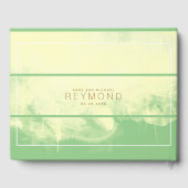 elegant modern groen geel trouwgastenboek gastenboek (Achterkant)