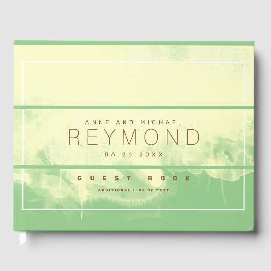 elegant modern groen geel trouwgastenboek gastenboek (Voorkant)
