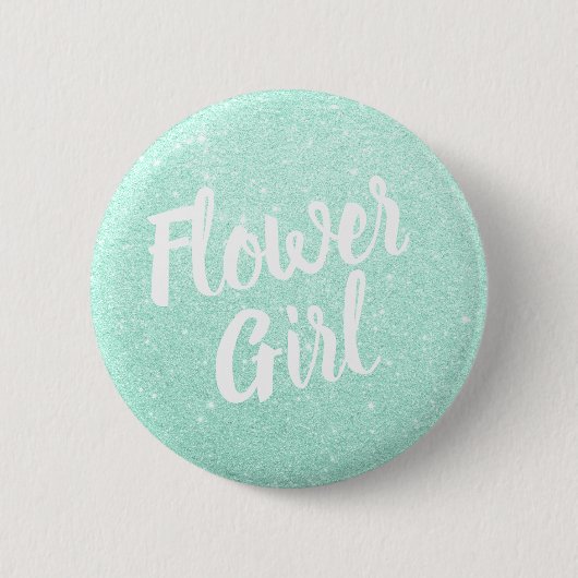 Elegant, modern, groen glitter-bloemmeisje ronde button 5,7 cm (Voorkant)