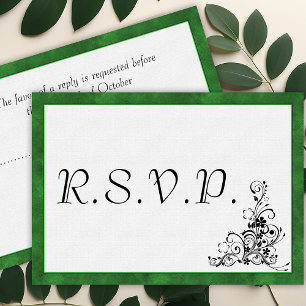 Elegant Modern Groen Lijst Bruiloft RSVP Kaartje