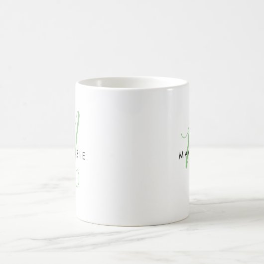 Elegant modern groen script monogram koffiemok (Center)