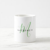 Elegant modern groen script monogram koffiemok (Center)
