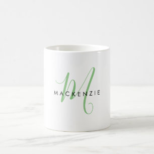 Elegant modern groen script monogram koffiemok