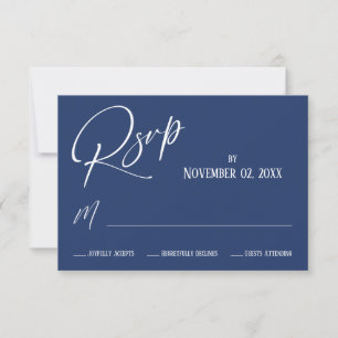 Elegant, modern handschrift, eenvoudig marineblauw RSVP kaartje
