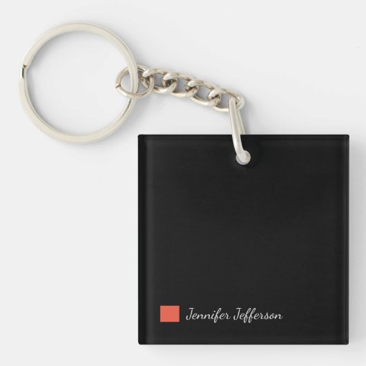 Elegant modern handschrift effen zwart sleutelhanger (voorkant)