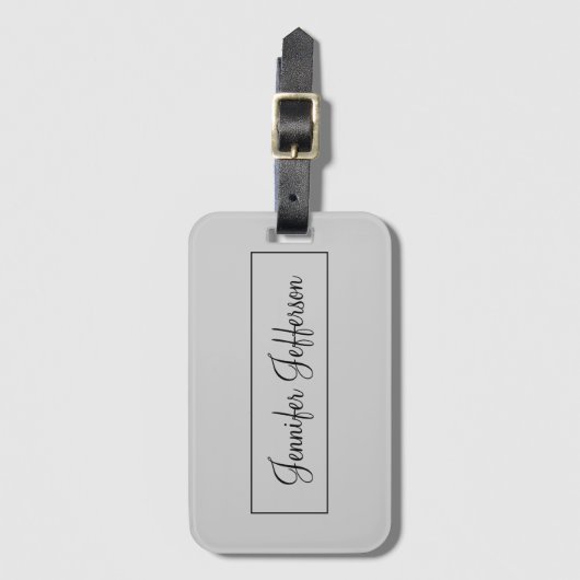 Elegant Modern Handschrift Plain Professional Grey Bagagelabel (Voorkant (verticaal))