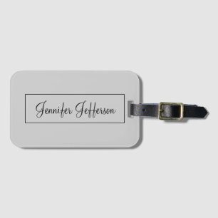 Elegant Modern Handschrift Plain Professional Grey Bagagelabel