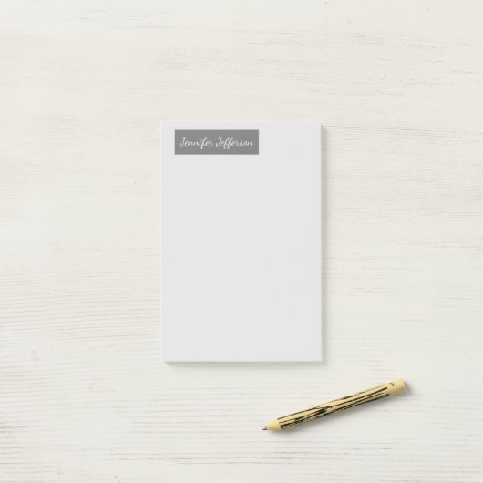 Elegant Modern Handschrift Plain Professional Grey Post-it® Notes (Op bureau)