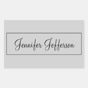 Elegant Modern Handschrift Plain Professional Grey Rechthoekige Sticker