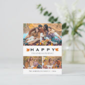 Elegant Modern Happy Thanksgiving Autumn 3 Photo Feestdagenkaart (Staand voorkant)