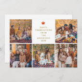 Elegant Modern Happy Thanksgiving Autumn 5 Photo Feestdagenkaart (Voorkant / Achterkant)