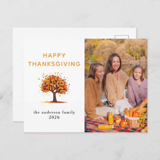 Elegant Modern Happy Thanksgiving Autumn Photo Feestdagenkaart (Voorkant / Achterkant)
