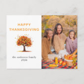 Elegant Modern Happy Thanksgiving Autumn Photo Feestdagenkaart (Voorkant)