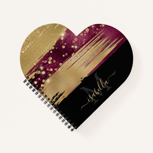 Elegant modern hart-monogram in script notitieboek (Voorkant)