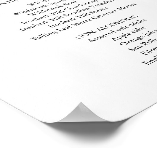 Elegant Modern Heart Script Bar Menu Poster (Hoek)