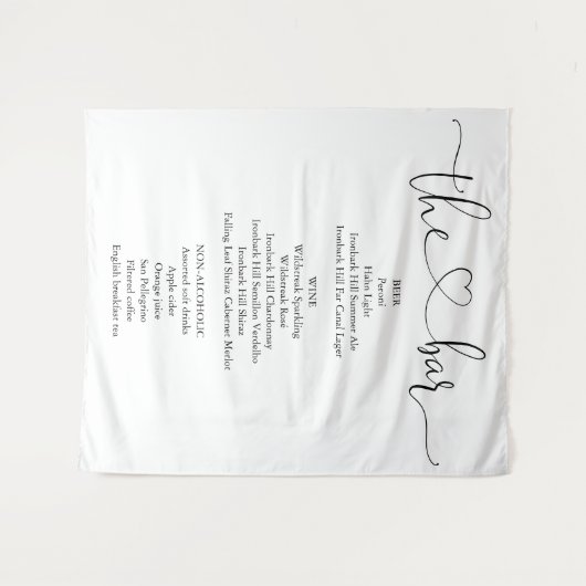 Elegant Modern Heart Script Bar Menu Wandkleed (Voorkant (horizontaal))