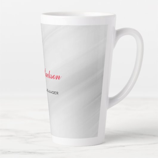 Elegant modern, hedendaags stijlgrijs rood latte mok (Rechts)