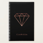 elegant, modern, helder roos goud diamant zwart planner (Voorkant)