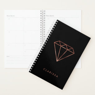 elegant, modern, helder roos goud diamant zwart planner