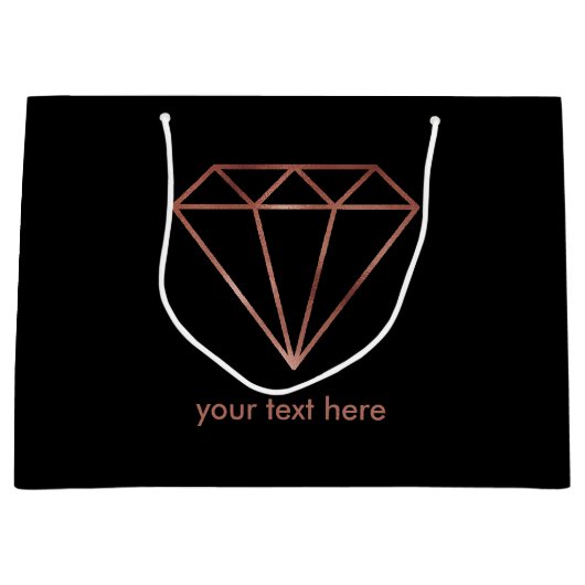 elegant, modern, helder roos gouddiamant zwart large cadeautasje (Voorkant)