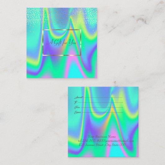 Elegant modern holografisch Lijst, Confetti Kortingskaartje (Voorkant / Achterkant)