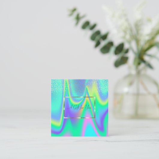 Elegant modern holografisch Lijst, Confetti Kortingskaartje (Staand voorkant)