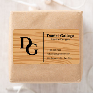Elegant modern houten monogram persoonlijke verzen etiket