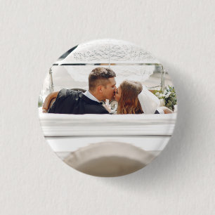 Elegant modern huwelijksgunst foto ronde button 3,2 cm