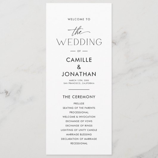 Elegant modern huwelijksprogramma programma (Voorkant)