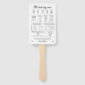 Elegant modern infografisch huwelijksprogramma handwaaier (Achterkant)